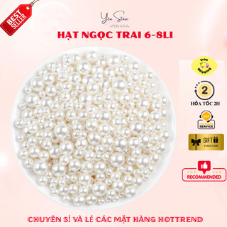 Ngọc Trai Nhân Tạo  có lỗ  Màu Trắng Dùng Trang Trí Hoa Cưới Làm Đồ Handmade Hoa Kẽm Nhung Decor Quà Tặng 