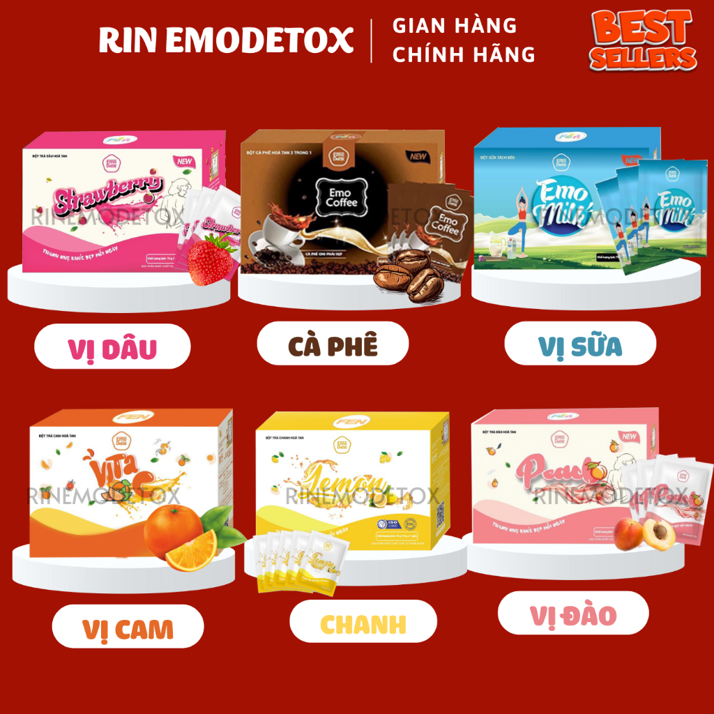 [Che Tên + Quà Tặng] Nước Uống Hoa Quả Detox 8 Vị Dễ Uống/ Giảm Cân Emo Chính Hãng