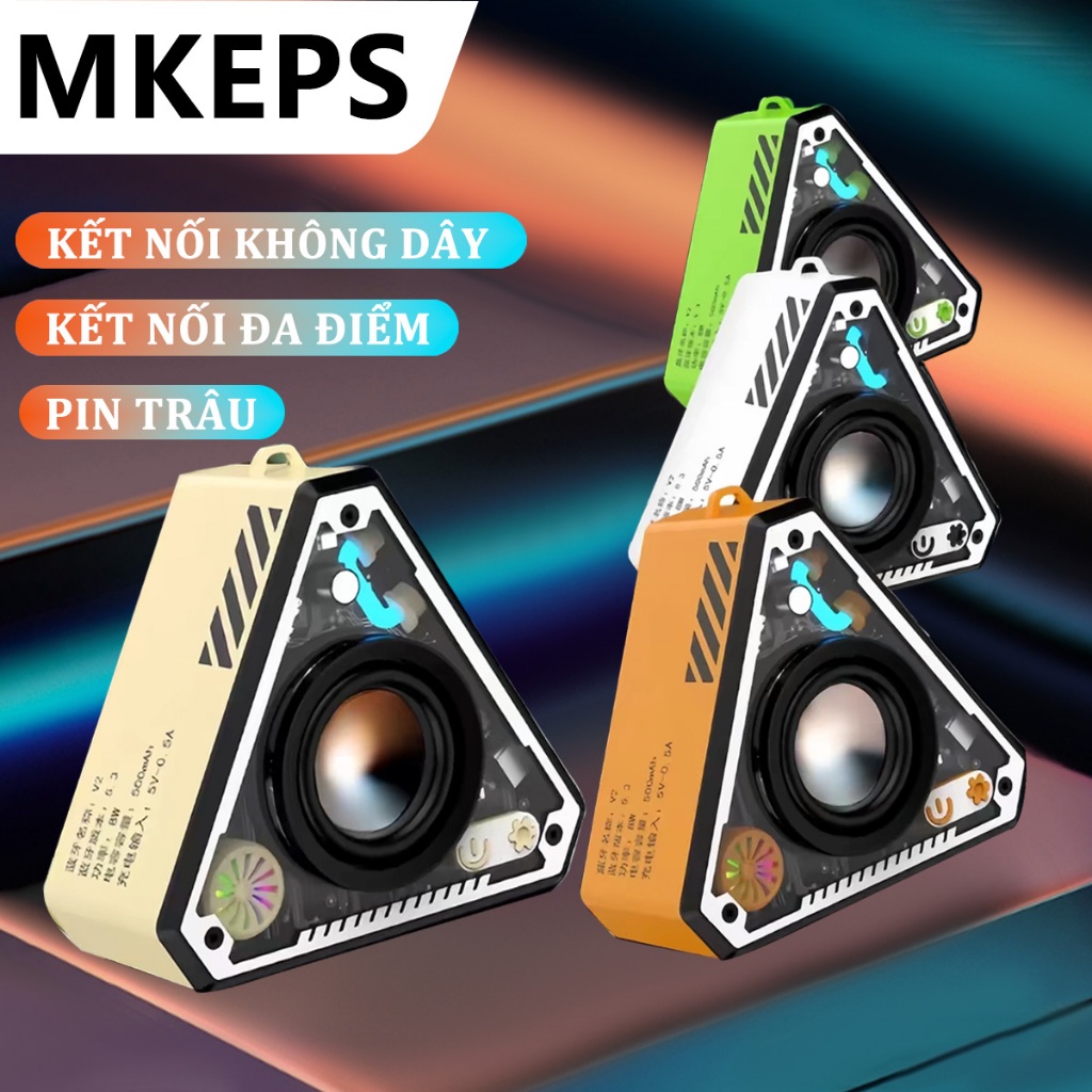 Loa Bluetooth MKEPS V2 Kết Nối Đôi, Âm Thanh 360 Độ, Công Nghệ Bluetooth 5.3, Tặng Cáp