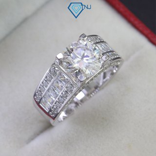 Nhẫn nam kim cương nhân tạo Moissanite 9 ly cao cấp xi bạch kim kiểm định GRA NNAM0190 - Trang Sức TNJ
