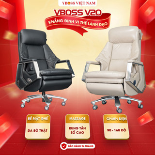 Ghế Lãnh Đạo Chỉnh Điện Có Massage, Ghế Giám Đốc Cao Cấp Da Bò Top Grain, Xoay 360 Độ - VBOSS V20