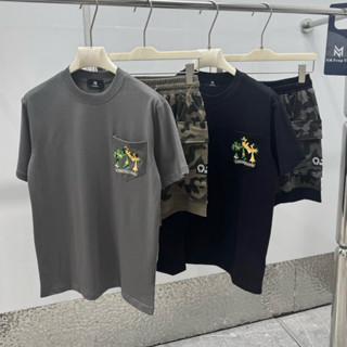 Bộ quần áo cộc thể thao nam Chrome Hearts ngực lưng in hoạ tiết vòng tròn chữ la mã phủ rằn ri