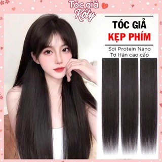 Tóc Giả Kẹp Nửa Đầu Thẳng - Xoăn, Set 3 Miếng Tóc Kẹp Phím Làm Phồng Tóc Tự Nhiên