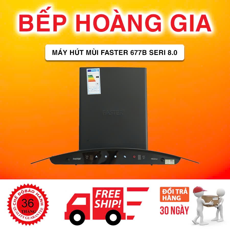 Máy hút mùi Faster FS-677B model mới 2025, tự làm sạch, công suất hút 1400m3/h, siêu xịn sang trọng