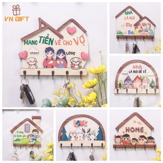 Bảng gỗ treo móc chìa trang trí nhà cửa, decor đẹp - móc treo kim loại dán nổi kèm băng dính 2 mặt