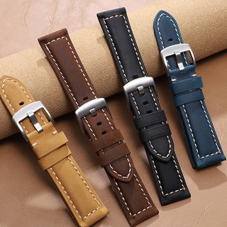 Dây đồng hồ da bò sáp chốt thông minh cực dày 20mm 22mm 24mm 26mm