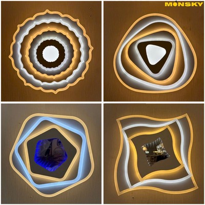 Đèn ốp trần MONSKY OCEN 30cm dày dặn - dùng bóng LED 3 chế độ màu ánh sáng hiện đại sang trọng