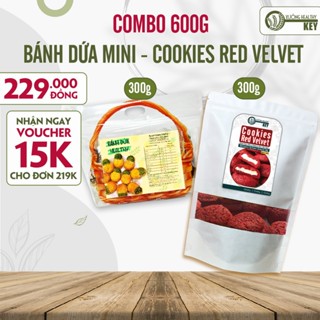 Combo 600gr - bánh cookies red velvet - bánh dứa nguyên cám eatclean, ít ngọt HealthyKey