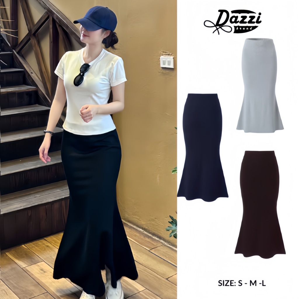 Chân váy đuôi cá dáng dài chất cotton mịn tôn dáng DAZZI V02