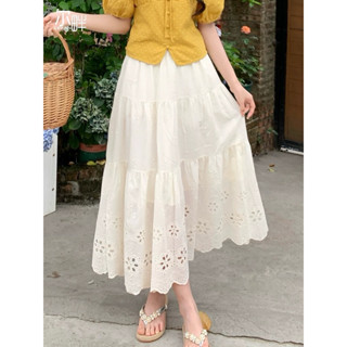  Chân Váy Midi  MN2673 Dáng Dài Hai Lớp Cạp Chun Chất Vải Thô Boil Thêu Hoa Thời Trang.Hàng Quảng Châu 