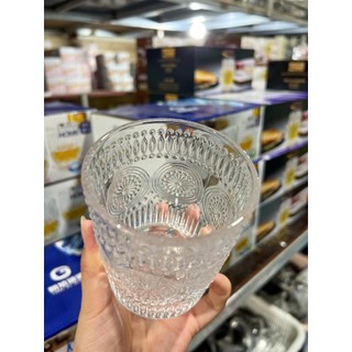  Bộ 6 cốc ly thuỷ tinh hoạ tiết dập nổi hoa mặt trời decor cao cấp sang trọng 250-300ml 