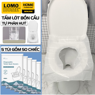 Combo 50 Miếng lót bồn cầu LOMO tự huỷ, chống bẩn, chống nước té, thiết kế túi đựng tinh tế dùng 1 lần cho cả nam và nữ