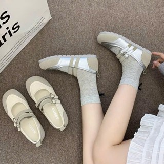 Giày nữ KICHI mũi tròn da lộn khóa tim 2 quai ngang mang đi học đi chơi đi làm phong cách Hàn W06