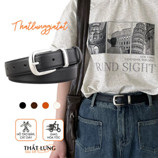 Thắt lưng nữ mặt bạc Hàn Quốc bản nhỏ 2.3cm (Hỗ trợ cắt, bấm dây nịt) TL045 - Thắt Lưng Giá Tốt