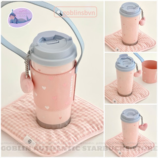   Authentic  STARBUCKS CHINA LY GIỮ NHIỆT 520 PINK HEART TUMBLER WITH CARRIER 473ML 