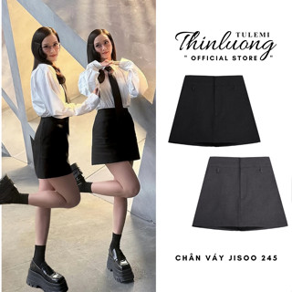Chân váy nữ chữ a chân váy hack dáng chân váy nữ ngắn tôn dáng mùa hè Jisoo màu đen và xám