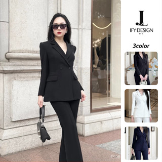 Áo Vest Blazer công sở IFY DESIGN thiết kế chiết eo dáng dài túi trước vải tuytsi 2 lớp mềm mịn - AO0101