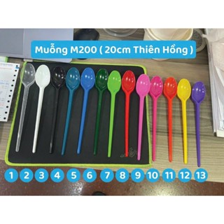 Muỗng Trà Sữa, Muỗng nhựa trắng Gia Tường 15cm , Thiên Hồng 20cm