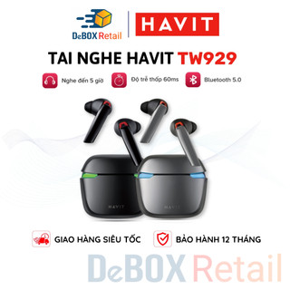  Tai Nghe Không Dây TWS HAVIT TW929 Bluetooth 5.0 Độ Trễ Thấp 60ms Kháng Nước IPX5 Nghe Đến 21 Giờ - Hàng Chính Hãng 