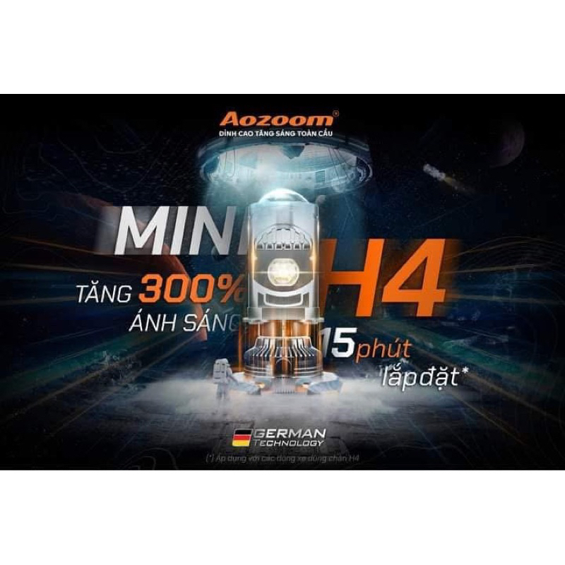 Đèn Bi Cầu Mini Chân H4 Chính Hãng Aozoom Bảo Hành 3năm
