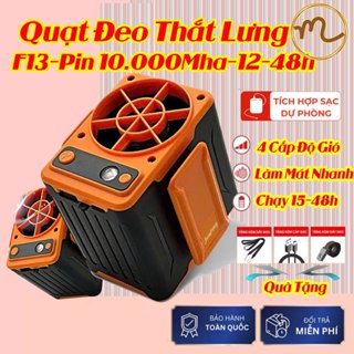 Quạt Đeo Thắt Lưng Mini, Quạt Tích Điện Pin Trâu 12-48h Đeo Giúp Điều Hòa Làm Mát Có Sạc Dự Phòng 10000mAh