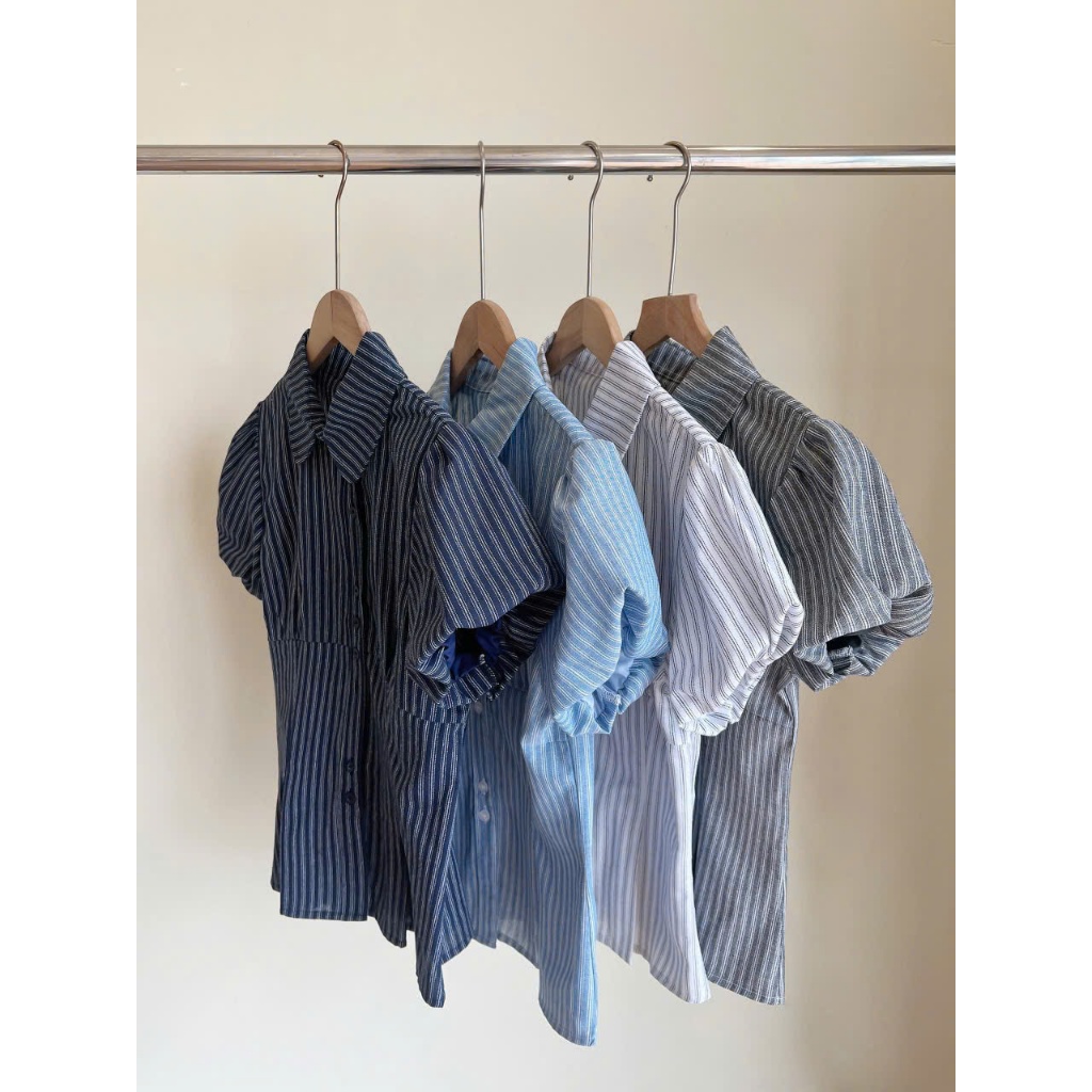 Áo kiểu babydoll kẻ chiết eo Miho House | BigBuy360 - bigbuy360.vn