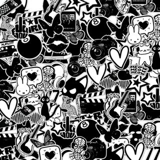 Set Hình Dán Graffiti Sticker Slay Đen Trắng Chống Thấm Nước Trang Trí Mũ Bảo Hiểm, Ván Trượt, Xe