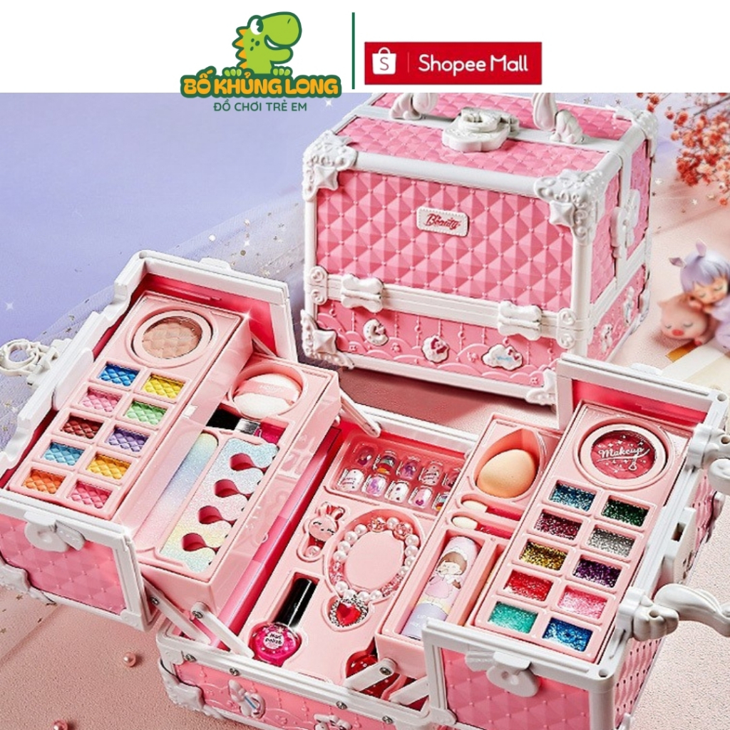 Đồ Chơi Cốp Trang Điểm Cho Bé BỐ KHỦNG LONG Vali Trang Điểm Nhiều Dụng Cụ An Toàn Bộ Quà Tặng Sinh Nhật Cho Bé Gái