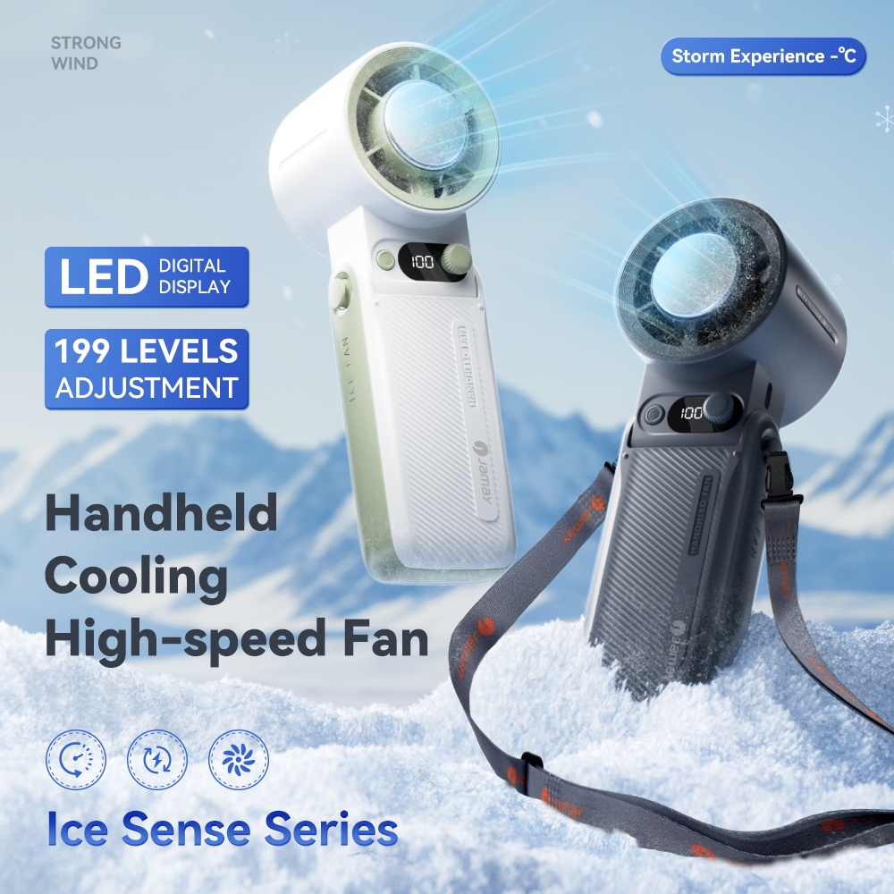 JAMAY Quạt cầm tay có thể sạc lại với có Sò lạnh 199 tốc độ gió 10000mAh 24h sử dụng Gập 180° màn hình LED F5PRO B | BigBuy360 - bigbuy360.vn