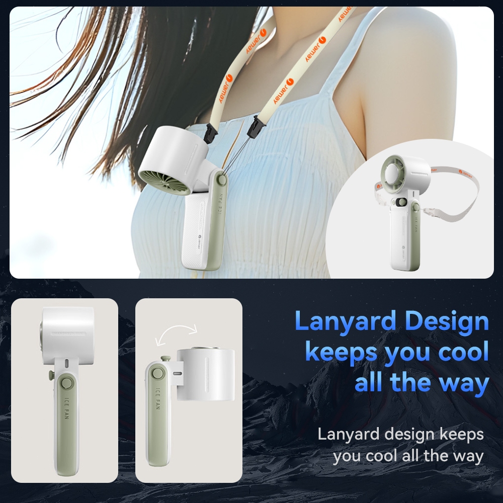 JAMAY Quạt cầm tay có thể sạc lại với có Sò lạnh 199 tốc độ gió 10000mAh 24h sử dụng Gập 180° màn hình LED F5PRO B | BigBuy360 - bigbuy360.vn