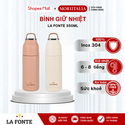 Bình Giữ Nhiệt Chân Không La Fonte 350ml – Có Quai Xách, Giữ Nóng Lạnh - Màu Trắng, Hồng Nhạt
