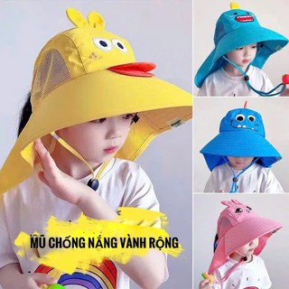  Mũ Chống Nắng Vành Rộng Cho Bé Kèm Còi – Mũ Lưỡi Trai Trẻ Em Hình Thú Dễ Thương Che Gáy – Dùng Đi Biển Dã Ngoại 