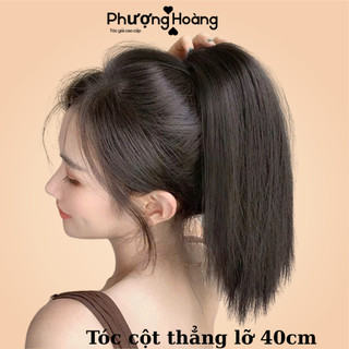 Tóc Giả Cột Thẳng 40cm Tự Nhiên – Dày Mượt, Dễ Dùng, Không Lộ, Phù Hợp Mọi Gương Mặt