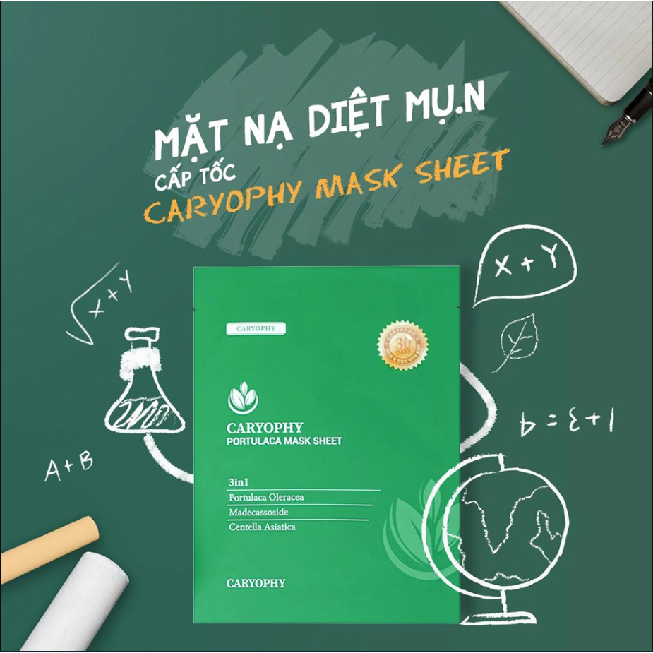 Ảnh 3 của Hộp mặt nạ Caryophy Portulaca Mask Sheet giảm mụn, giảm thâm