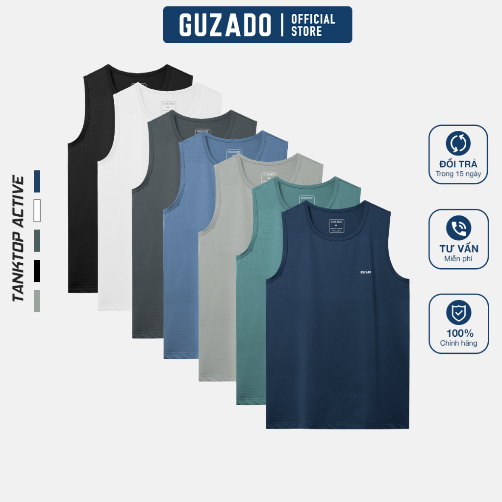 COMBO 2 Áo Ba Lỗ Nam COOLMAX GUZADO,Dáng Thể Thao, Khỏe Khoắn CB2GTT01