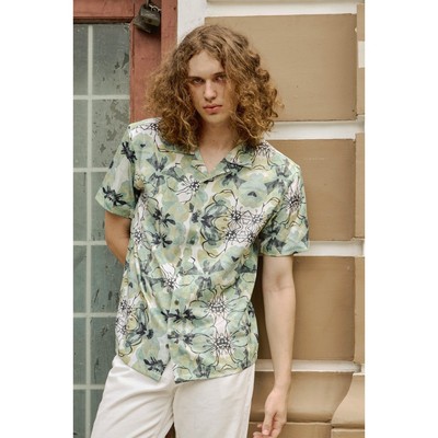 Áo sơ mi nam Heboz graphic 3M, sơ mi cổ pijama họa tiết cao cấp - 00002671