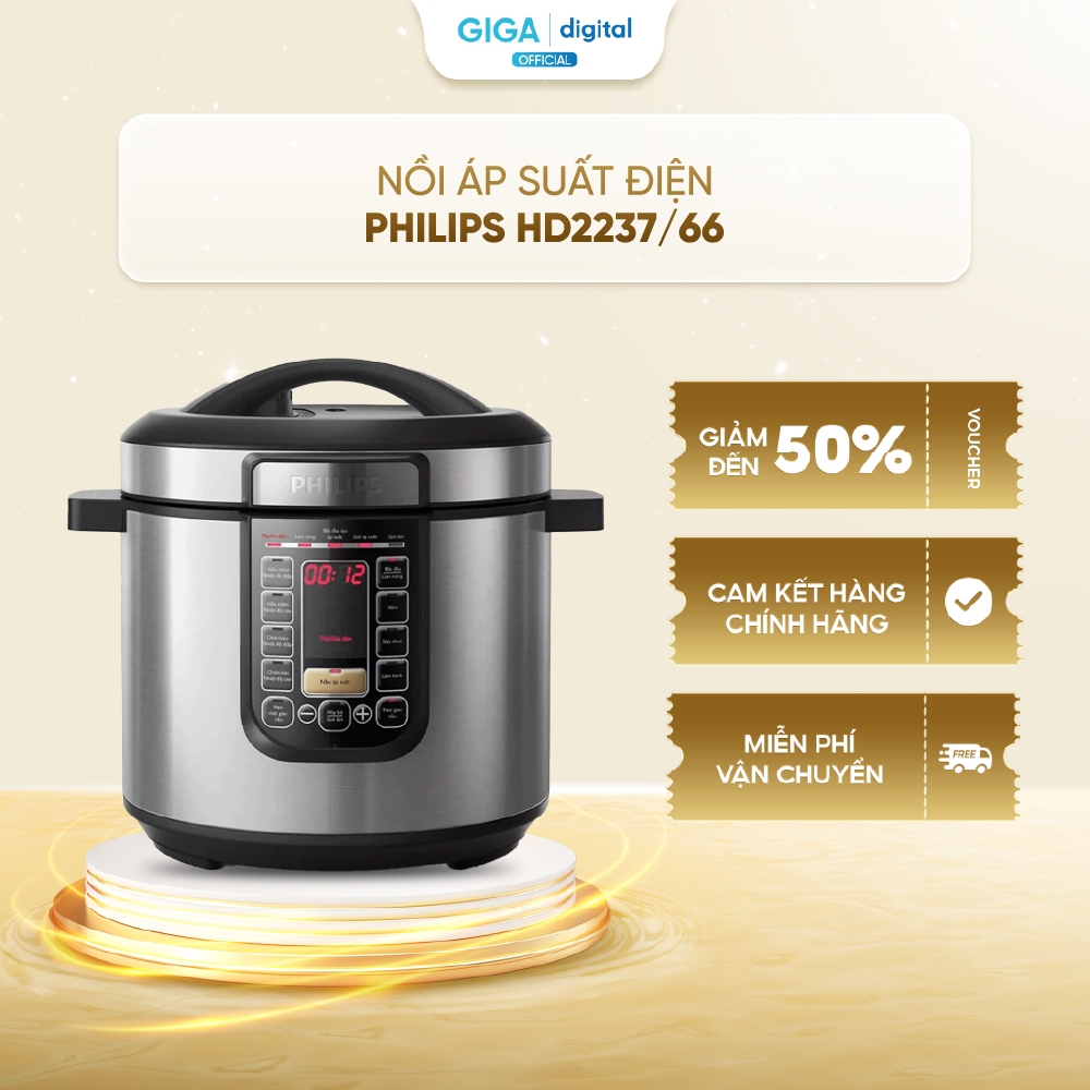 Nồi áp suất điện Philips HD2237/66 6 lít - 1190 - 1415W - Nồi ProCeramic+ - BH 24 tháng