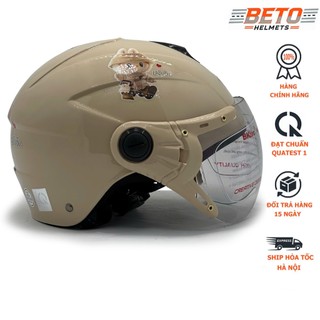  Nón bảo hiểm cho bé có kính BKtec BK14 Kem nhám chính hãng họa tiết Labubu cute đáng yêu cho bé 5–10 tuổi 