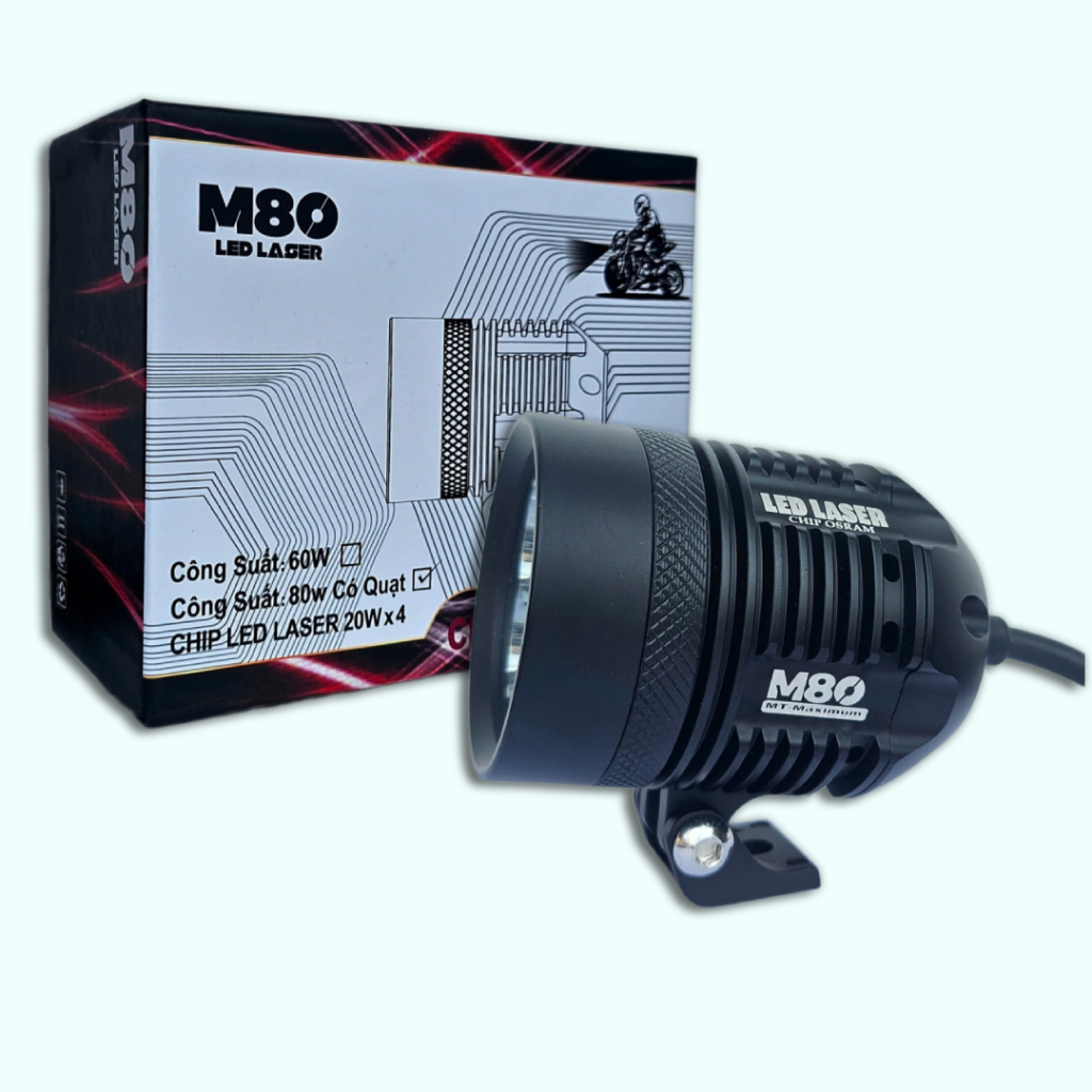 Đèn LED Trợ Sáng M80 - Sáng Trắng Gom Mạnh Chiếu Xa Trên 200m Chuyên Dành Đi Tour Phượt Lắp Oto Xe M