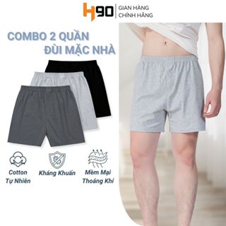 COMBO 2 Quần Đùi Ngủ Mặc Nhà Nam H90 Quần Cộc Nam Cotton Kháng Khuẩn Thoải Mái QST02