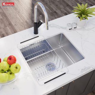 [Kèm giá úp bát inox] Chậu rửa bát chống xước Workstation Sink KONOX KN5444SU Dekor
