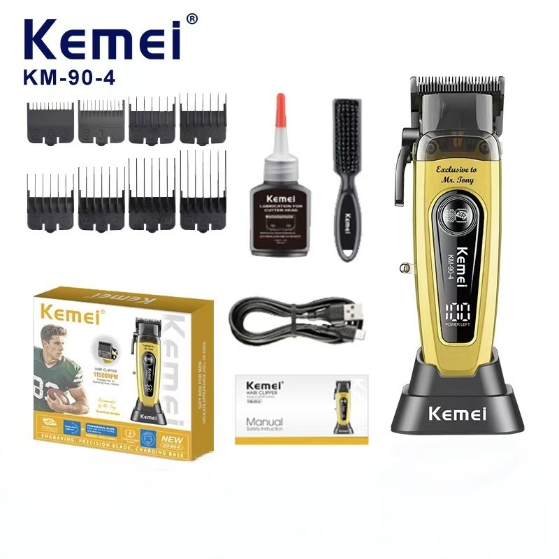 Tông đơ cắt tóc chuyên nghiệp kemei KM90-4 công suất 10w, pin 2000mah mẫu mới 2026