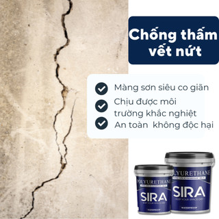 Sira P900 Sơn chống thấm tường cũ, tường mới  vết nứt, vết chân chim - Màng sơn dẻo, co dãn tốt 1kg