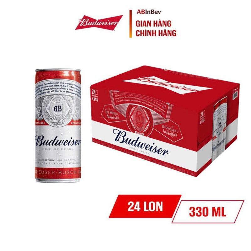 Bia Budweiser Lon dài 330ml Thùng 24 lon