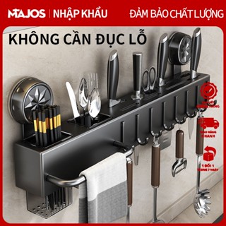 Giá treo đồ nhà bếp Giá để dao kéo treo tường Giá cài dao dán tường kèm ống đựng đũa thìa thanh