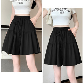  Quần Đùi Giả Váy Xếp ly Cạp Chun Phối Dây Nơ Buộc Sang Chảnh Mặc Thoải Mái 