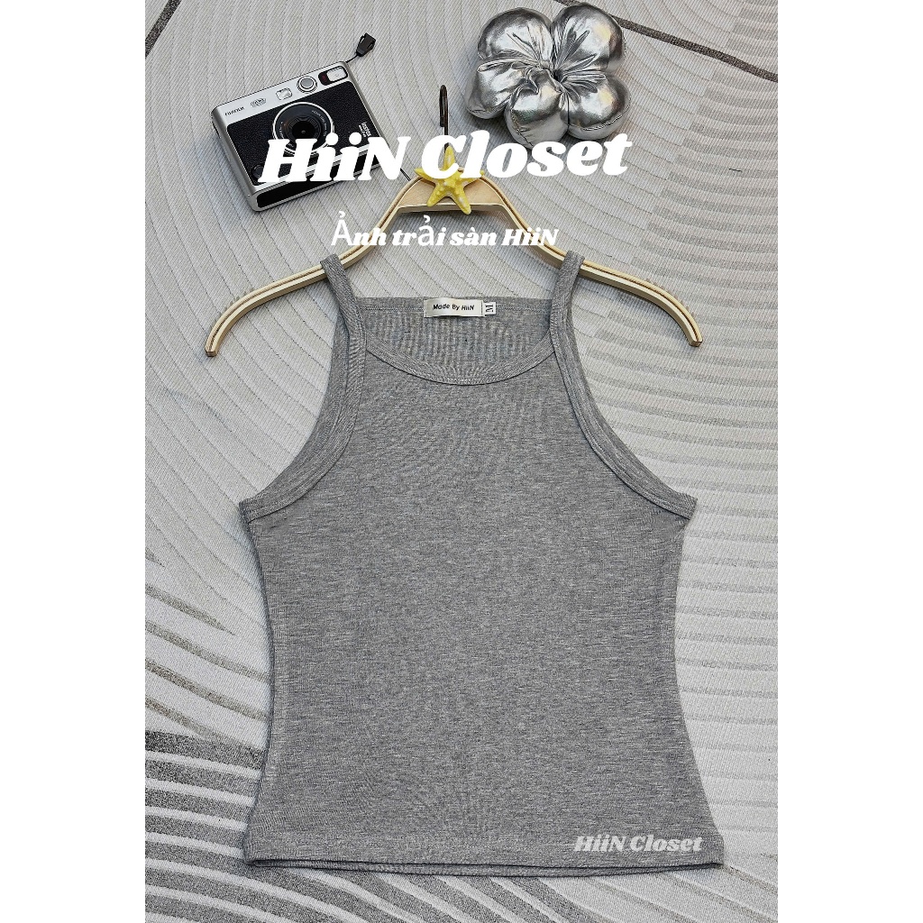 Áo 2 dây cổ yếm chất zip co giãn mềm mịn - Fom ôm body mặc cực xinh HiiNCloset -130 | BigBuy360 - bigbuy360.vn