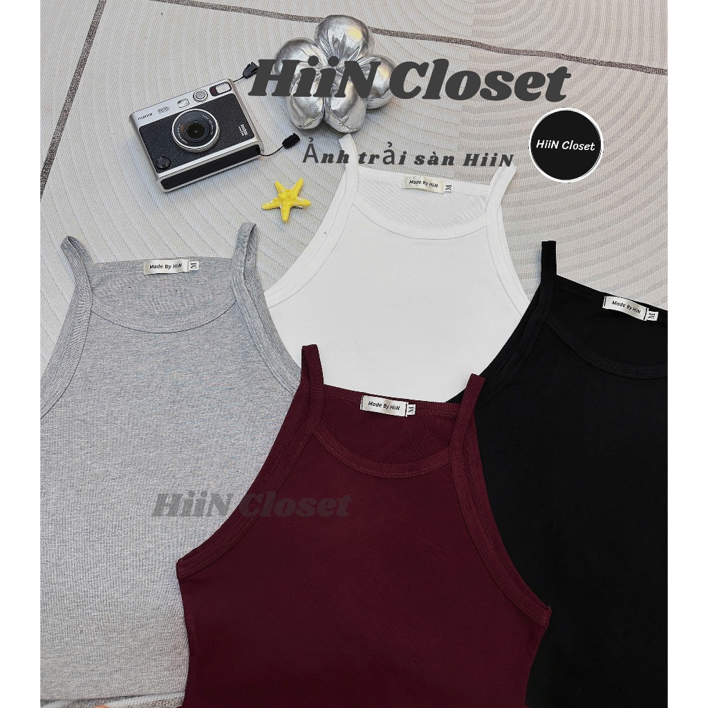 Áo 2 dây cổ yếm chất zip co giãn mềm mịn - Fom ôm body mặc cực xinh HiiNCloset -130 | BigBuy360 - bigbuy360.vn