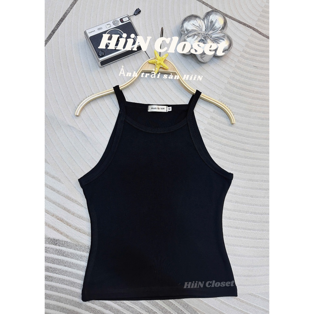 Áo 2 dây cổ yếm chất zip co giãn mềm mịn - Fom ôm body mặc cực xinh HiiNCloset -130 | BigBuy360 - bigbuy360.vn