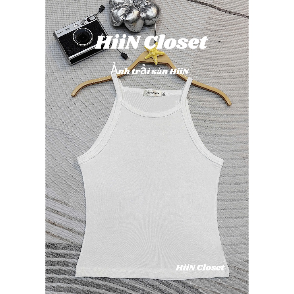 Áo 2 dây cổ yếm chất zip co giãn mềm mịn - Fom ôm body mặc cực xinh HiiNCloset -130 | BigBuy360 - bigbuy360.vn